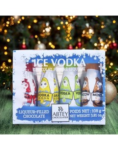 Шоколад фигурный новогодний ICE VODKA с водкой, лимоном, яблочным и клюквенным ликером, 9 г х 12 шт Abtey