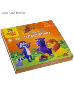 Пластилин 12 цветов "", "Приключения Енота", стек, картонная упаковка, 240 г Мульти-пульти