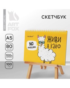 Скетчбук в твердой обложке на гребне А5, 80 л. 100 г/м «Живи в кайф » Artfox