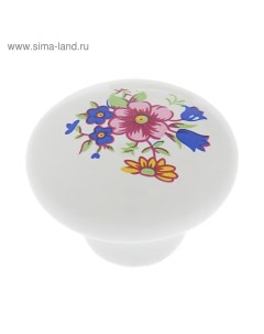 Ручка кнопка FLOWER Ceramics 017 d 32 керамическая белая Tundra