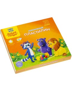 Пластилин 10 цветов "", "Приключения Енота", стек, картонная упаковка, 200 г Мульти-пульти