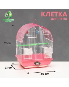 Клетка для птицукомплектованная Bd-1/3c, 30 х 23 х 39 см, розовая Пижон