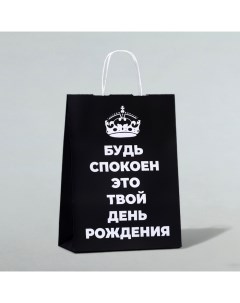 Пакет подарочный «Будь спокоен, это твой День Рождения!», 24 х 10,5 х 32 см, 1 шт Upak land