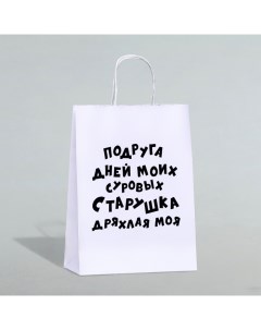 Пакет подарочный с приколами, крафт «Старушка», белый, 24 х 10,5 х 32 см, 1 шт Upak land