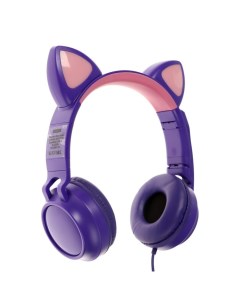 Наушники Game Cat Purple игровые микрофон USB 3 5 мм 2м фиолетовые Qumo