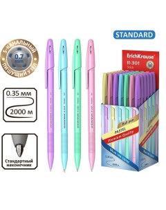 Ручка шариковая R 301 Pastel Stick узел 0 7 мм чернила синие длина линии письма 2000 метров Erichkrause