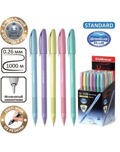 Ручка шариковая U-109 Pastel Stick&Grip, узел 1.0 мм, чернила синие, резиновый держатель, супермягко Erichkrause