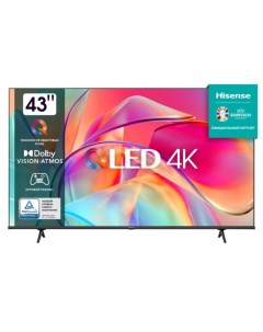 Телевизор 43E7KQ 43 3840x2160 DVB T2 C S2 HDMI 3 USB 2 Smart TV чёрный Hisense