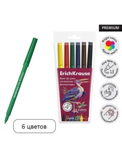 Фломастеры 6 цветов Safari Ultra Washable микс Erichkrause