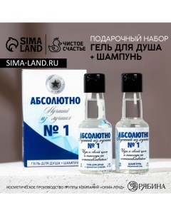 Подарочный набор косметики «Абсолютно лучший», гель для душа и шампунь для волос во флаконах водки,  Чистое счастье