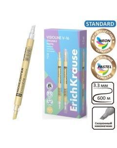 Двухсторонний маркер текстовыделитель Visioline V 16 Erasable Pastel 4 мм жёлтый Erichkrause