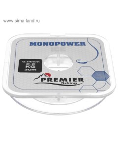 Леска MONOPOWER ICE, диаметр 0.14 мм, тест 2.2 кг, 30 м, нейлон, прозрачная Premier fishing