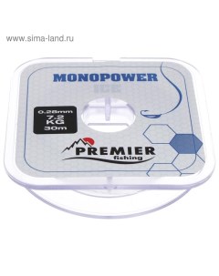 Леска MONOPOWER ICE, диаметр 0.28 мм, тест 7.2 кг, 30 м, нейлон, прозрачная Premier fishing