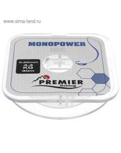 Леска MONOPOWER ICE, диаметр 0.20 мм, тест 4.4 кг, 30 м, прозрачный Premier fishing