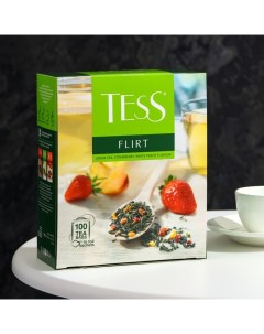 Чай зелёный FLIRT со вкусом клубники и белого персика, 150 г Tess