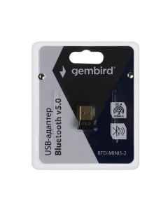 Адаптер Bluetooth BTD MINI5 2 USB v 5 0 20 метров черный Gembird