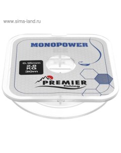 Леска MONOPOWER ICE, диаметр 0.16 мм, тест 2.8 кг, 30 м, нейлон, прозрачная Premier fishing