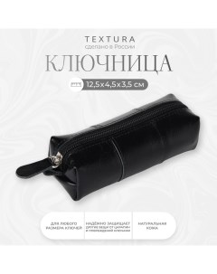 Ключница карманная на молнии длина 12 5 см кольцо цвет чёрный Textura