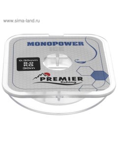 Леска MONOPOWER ICE, диаметр 0.30 мм, тест 8 кг, 30 м, нейлон, прозрачная Premier fishing