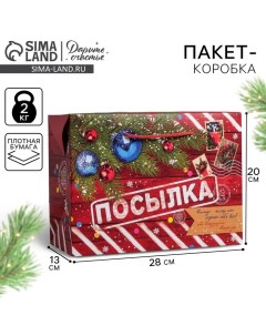 Пакет?коробка «Новогодняя посылка», 28 х 20 х 13 см Дарите счастье