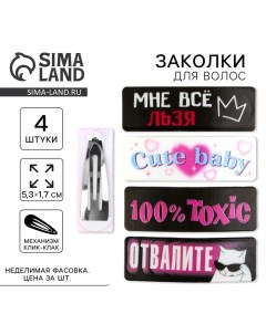 Заколка для волос Все льзя микс 5 3 х 1 8 см Art beauty