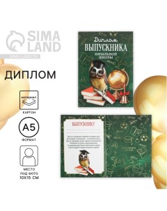 Диплом книжка на Выпускной «Выпускника начальной школы», А5 Сима-ленд