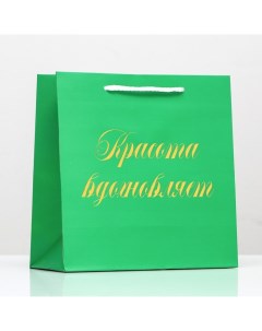 Пакет подарочный «Красота вдохновляет», зелёный, с тиснением, 22,5 х 23 х 10 см Upak land