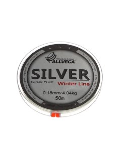 Леска монофильная Silver диаметр 0 18 мм тест 4 04 кг 50 м серебристая Allvega