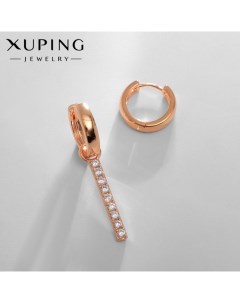 Серьги со стразами открытие, цвет белый в розовом золоте Xuping