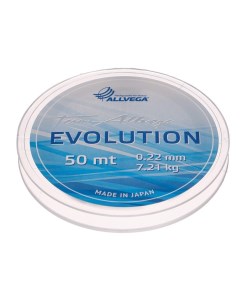 Леска монофильная Evolution, диаметр 0.22 мм, тест 7.21 кг, 50 м, прозрачная Allvega