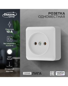 Розетка одноместная Лига 10 А накладная без з к белая Luazon lighting