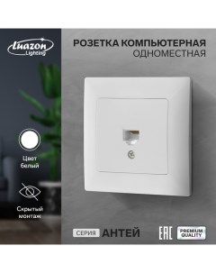 Розетка компьютерная одноместная Антей скрытая белая Luazon lighting