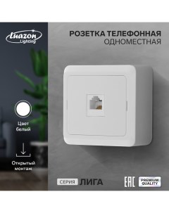 Розетка телефонная одноместная Лига накладная белая Luazon lighting