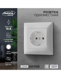 Розетка одноместная Антей 16 А скрытая с з к белая Luazon lighting