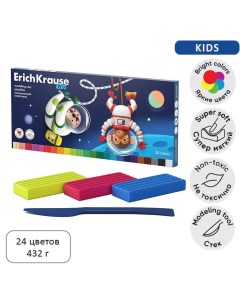 Пластилин 24 цвета 432 г Kids Space Animals со стеком в картонной упаковке Erichkrause