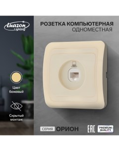 Розетка компьютерная одноместная Орион скрытая бежевая Luazon lighting