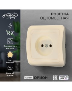 Розетка одноместная Орион 10 А скрытая без з к бежевая Luazon lighting