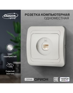 Розетка компьютерная одноместная Орион скрытая серебристая Luazon lighting