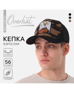 Кепка мужская с сеткой «Орел», цвет чёрный, р-р 56 Overhat