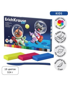 Пластилин 18 цветов 324 г Kids Space Animals со стеком в картонной упаковке Erichkrause