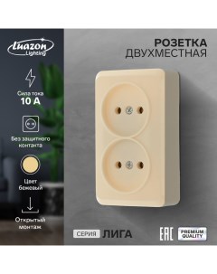 Розетка двухместная Лига 10 А накладная без з к бежевая Luazon lighting