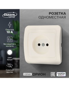 Розетка одноместная Орион 10 А скрытая без з к белая Luazon lighting