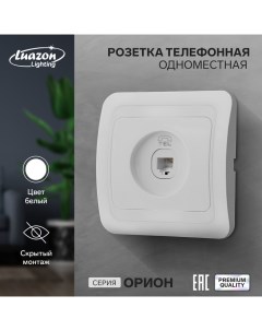 Розетка телефонная одноместная Орион скрытая белая Luazon lighting