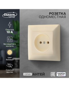 Розетка одноместная Антей 10 А скрытая без з к бежевая Luazon lighting