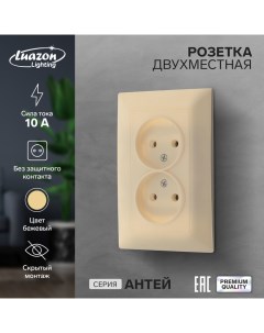 Розетка двухместная Антей 10 А скрытая без з к бежевая Luazon lighting