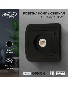 Розетка компьютерная одноместная "Орион", скрытая, черная Luazon lighting