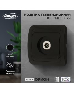 Розетка телевизионная одноместная Орион скрытая черная Luazon lighting