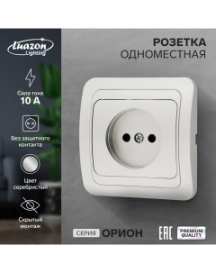 Розетка одноместная Орион 10 А скрытая без з к серебристая Luazon lighting