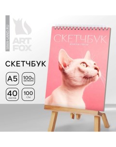 Скетчбук А5, 40 л 100 г/м2 «Кошка» Artfox