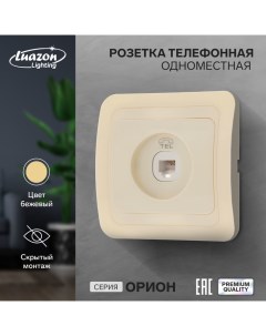 Розетка телефонная одноместная Орион скрытая бежевая Luazon lighting